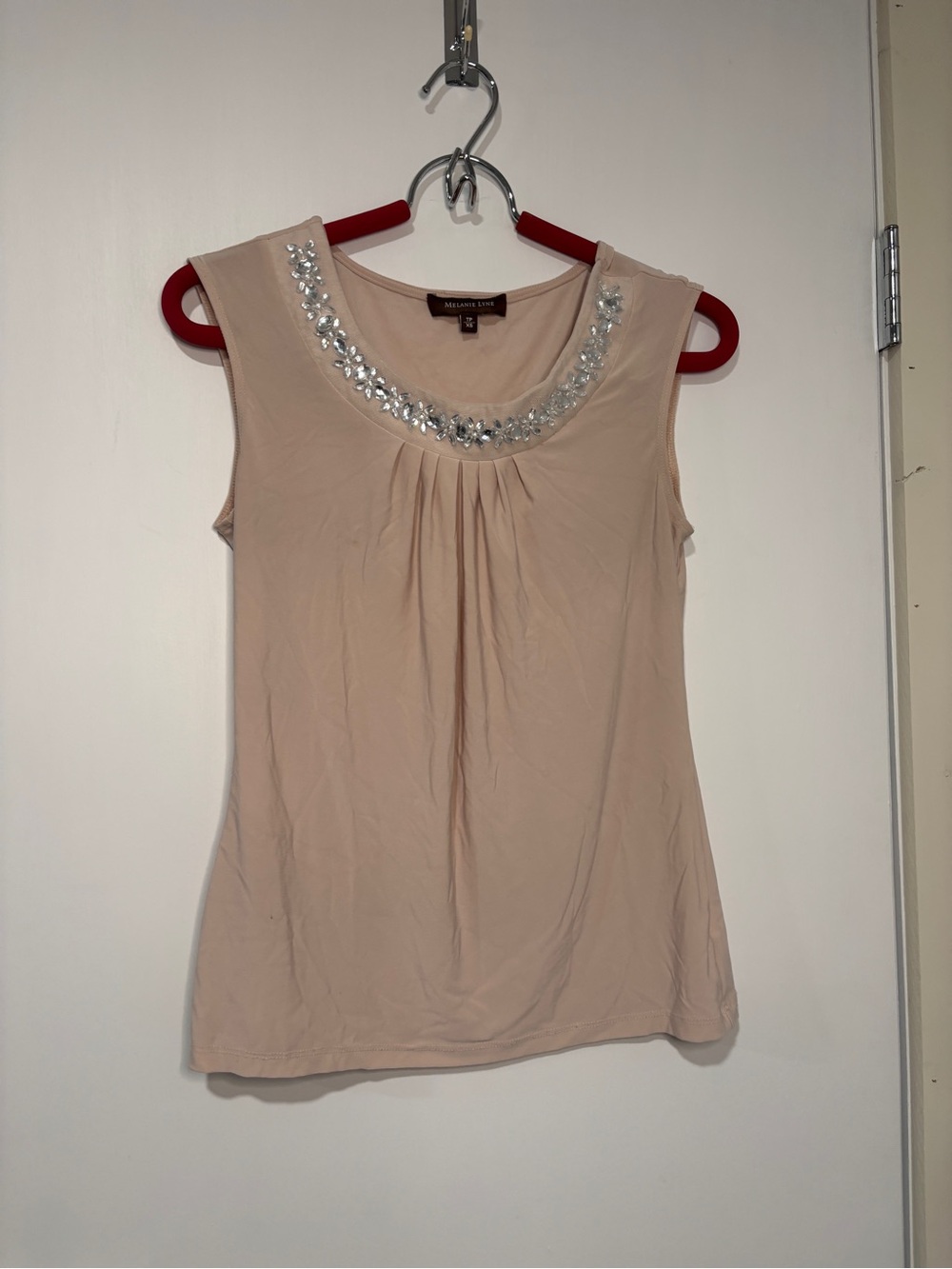 Beaded Melanie Lyne Scoop Neck Sleeveless Camisole - Blush